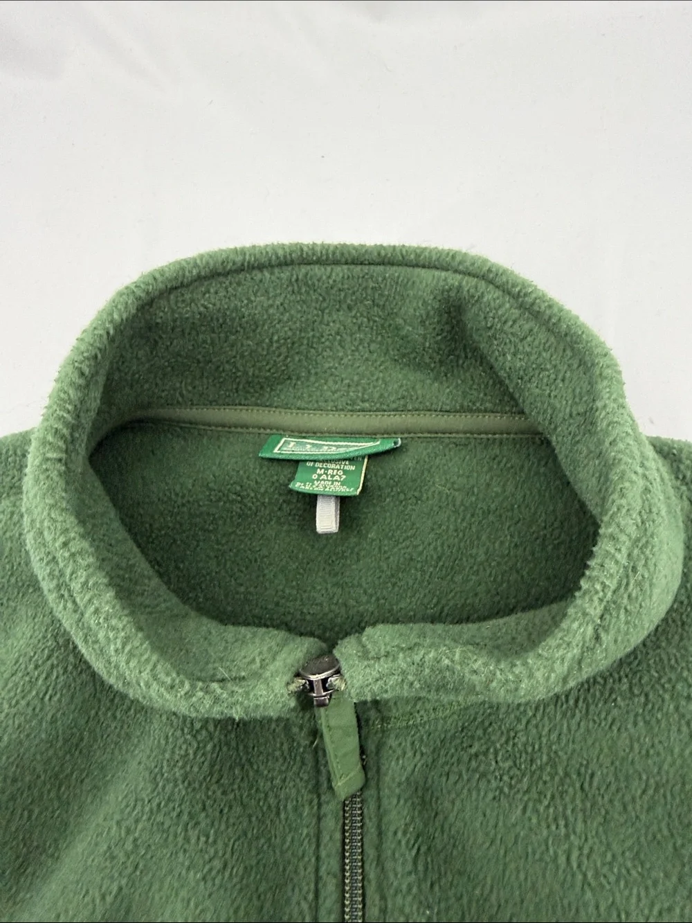 Vintage LL Bean Mens Olive Full-Zip Polartec Fleece Vest, Classic Layer, sz M